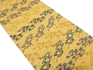 アンティーク　雲取りに花唐草・鶴模様織り出し名古屋帯（着用可）